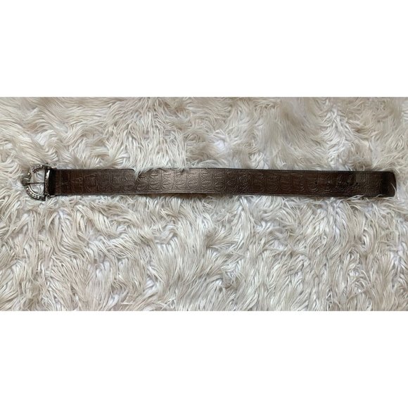 Women’s Leather belt metallic gray silver big buckle gems sparkle chunky - Picture 2 of 7